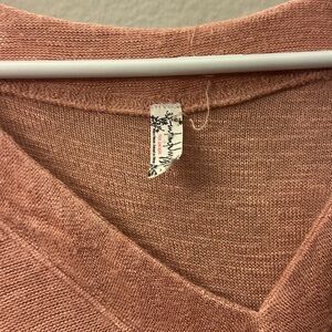 Free People V-Neck Sweater in Soft Pink